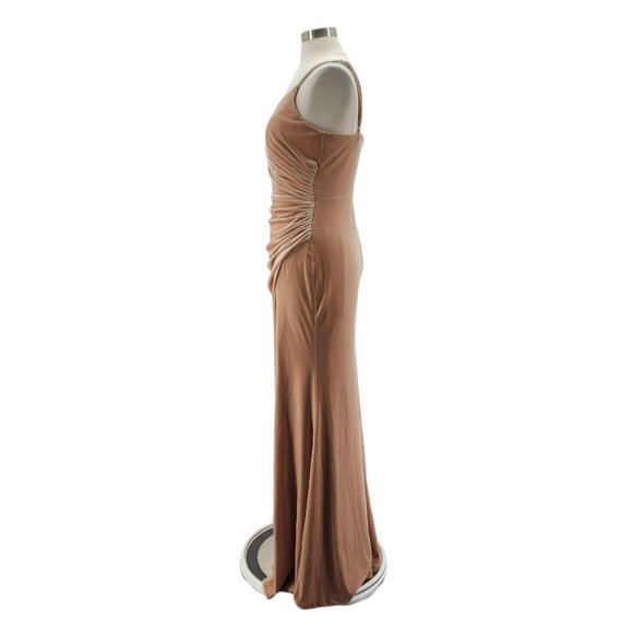 Revelry Rory Cream Velvet Bridesmaid Tan Maxi Dress 8 - Picture 4 of 16